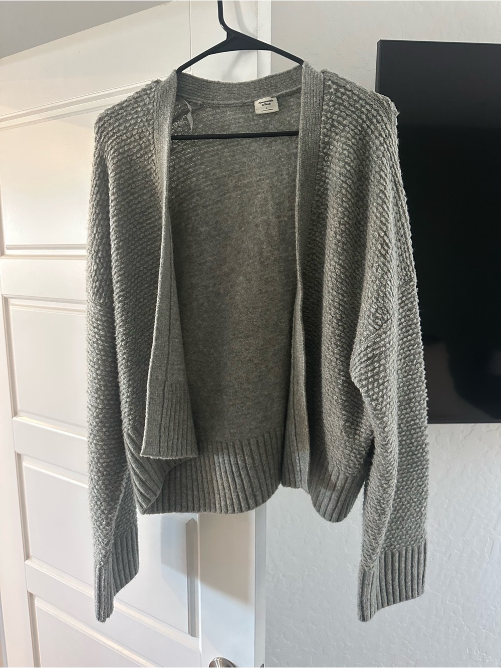 Cozy Open-Front Abercrombie Gray Green Women's Sweater Cardigan